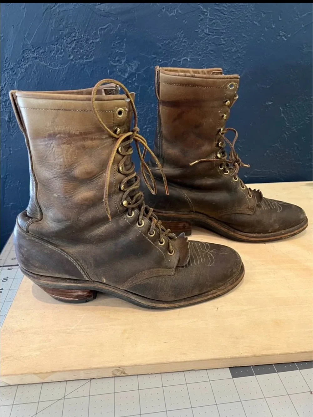 Chippewa Brown Leather Lace-Up Packer Work Boots Size 10B